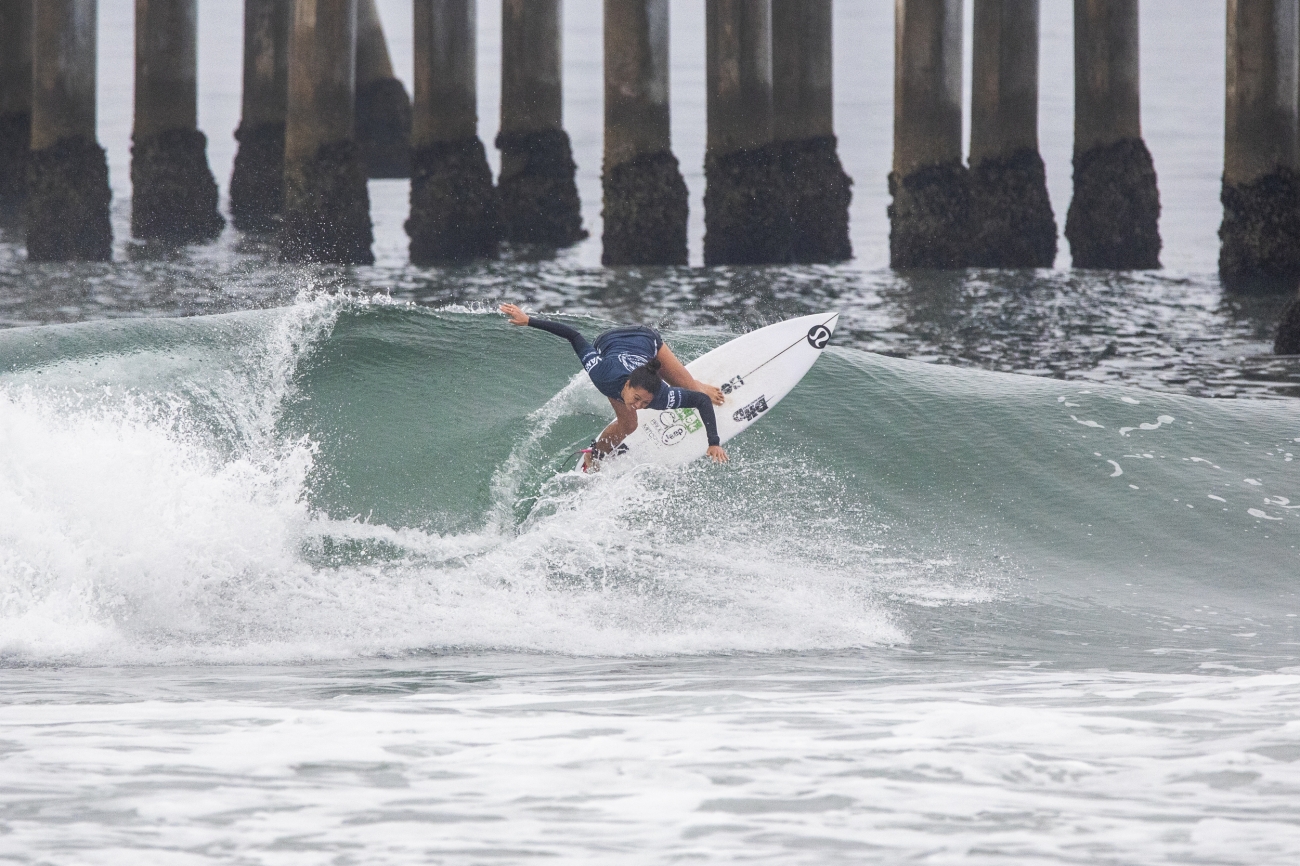 Malia Manuel is eliminated from the 2019 VANS US Open of Surfing after placing second in Quarterfinal Heat 4.&nbsp;&nbsp;&nbsp;© Jenny Herron / WSL
