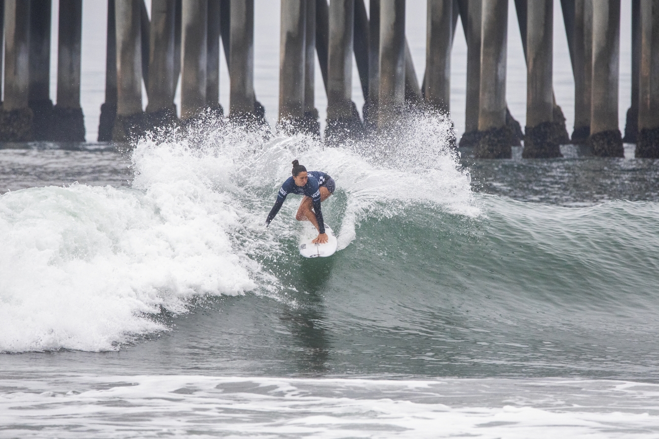 Malia Manuel is eliminated from the 2019 VANS US Open of Surfing after placing second in Quarterfinal Heat 4.&nbsp;&nbsp;&nbsp;© Jenny Herron / WSL
